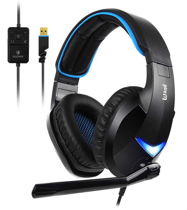 SADES Gaming Headset Wand SA-914-BL, 7.1CH, USB, 40mm Headphones -  Gadgetakis